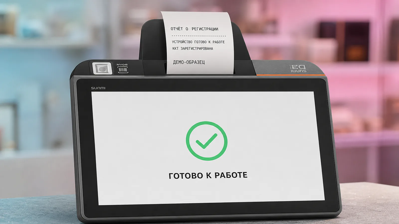 Касса печатает демонстрационный отчёт о готовности после регистрации